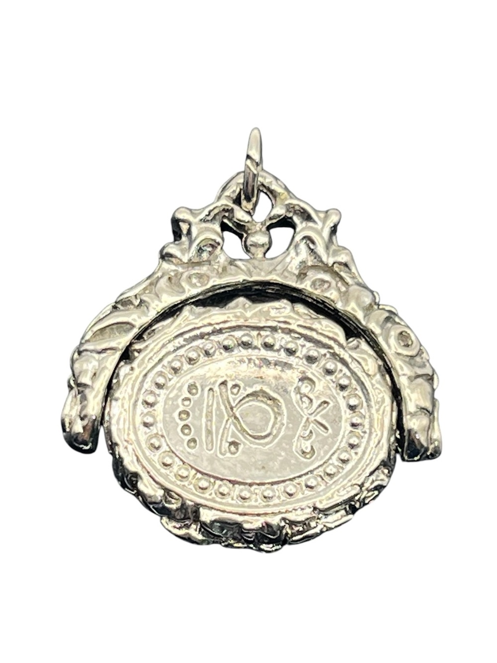 Napoleon Emperor silver Tone Spinner Fob Ornate Hieroglyph Pendant for necklace